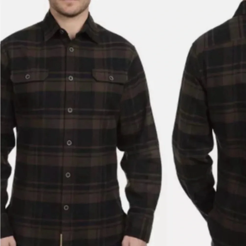 Jachs Men's Black and Brown Plaid Button-Down Shirt Flannel - Picture 8 of 8
